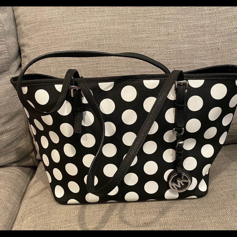 Michael Kors black/white polka jetset tote.